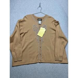 Bob Mackie Cardigan Botton Up Sweater Womens Plus 3X Wearable Art Chic